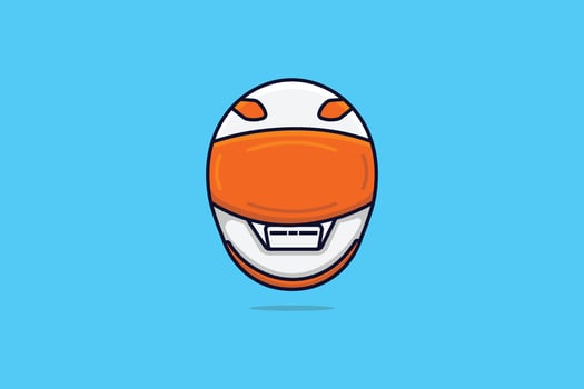 Motorcycle Rider Head Helmet vector illustration. People safety object icon concept. Motorcycle sport helmet front view vector design with shadow on blue background.