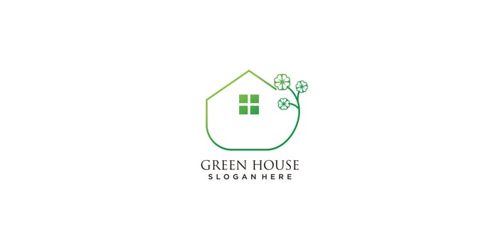 Green house logo with clover element design icon vector illustration