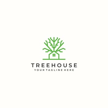 Tree House logo desing icon vector