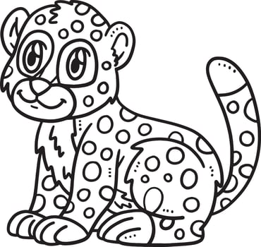 Baby Cheetah Isolated Coloring Page for Kids vector