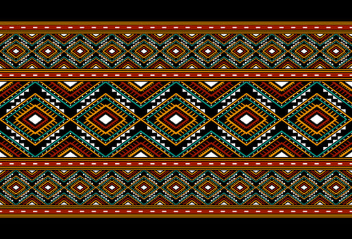 Geometric ethnic oriental seamless pattern traditional Design for background, carpet, wallpaper, clothing, wrapping, batik, fabric, Vector, illustration, embroidery style. vector