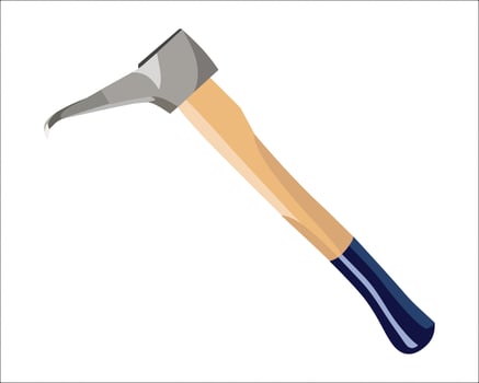 Vector of Hookaroon, Pickaroon Forged Steel, for Log Lifting and Moving Wood Firewood Tool Gardening Tool Equipment isolated on white background. Vector illustration isolated.