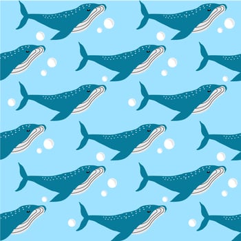 Blue Whale Ocean Vector Illustration