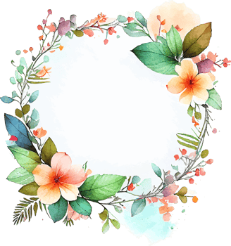 Cute watercolor frame with spring flowers png