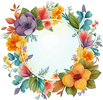 Cute watercolor frame with spring flowers png