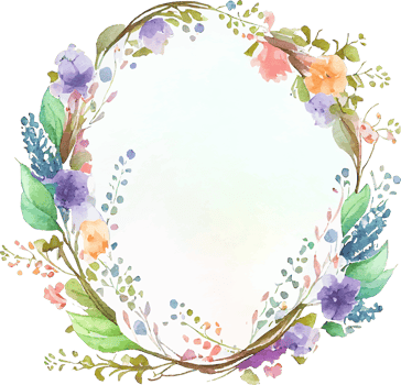 Cute watercolor frame with spring flowers png