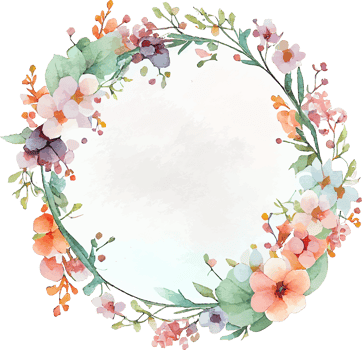 Cute watercolor frame with spring flowers png