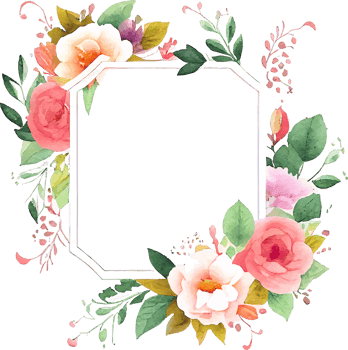 Cute watercolor frame with spring flowers png