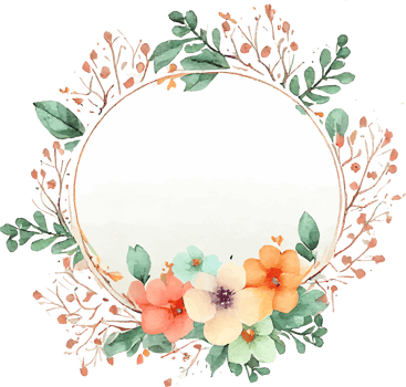 Cute watercolor frame with spring flowers png