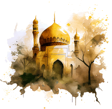 Watercolor Beautiful Painted Islamic Mosque png