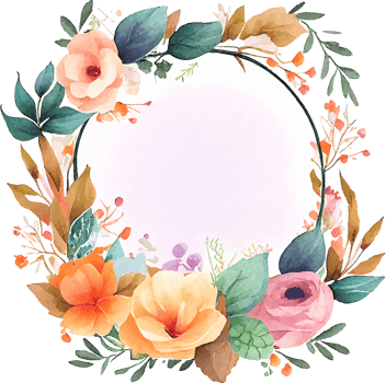 Cute watercolor frame with spring flowers png