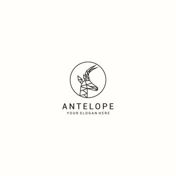 Deer head line art logo vector icon design template