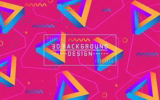 Abstract modern 3d triangle geometric with colorful background vector