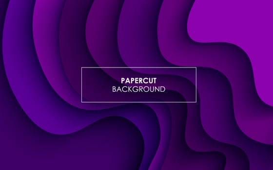 Multi layers purple texture 3D papercut layers in gradient vector banner. Abstract paper cut art background design for website template. Topography map concept or smooth origami paper cut