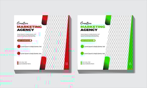 Digital Business Marketing Social Media Banner, Post Template for Digital Marketing and Business Sale Promo. Square Flyer Template with Editable Web Banner, Digital Marketing Agency vector