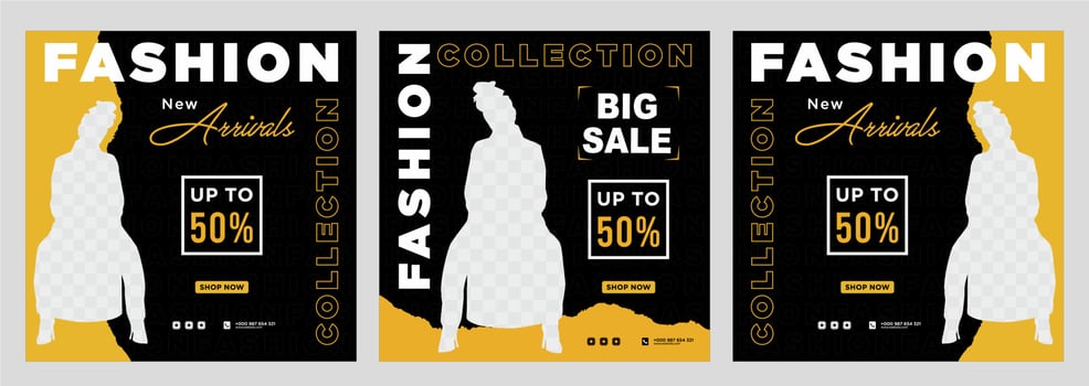 Fashion social media post template vector