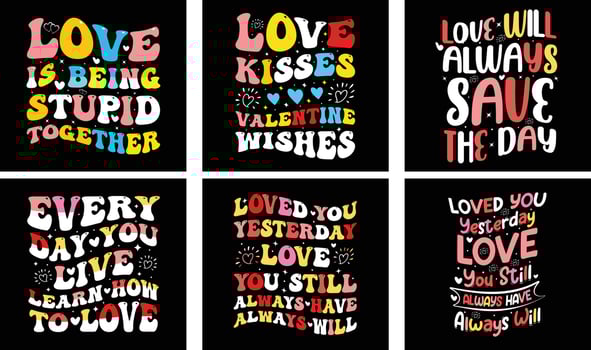 Valentine's day T-shirt Design Bundle. Valentine's day Vector Graphics. Valentine's day Typography t-shirt design