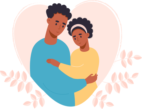 black loving couple in heart png