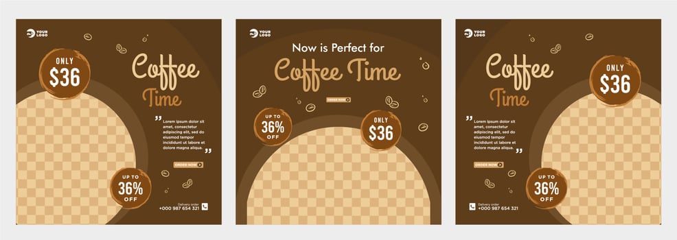Coffee social media post template vector