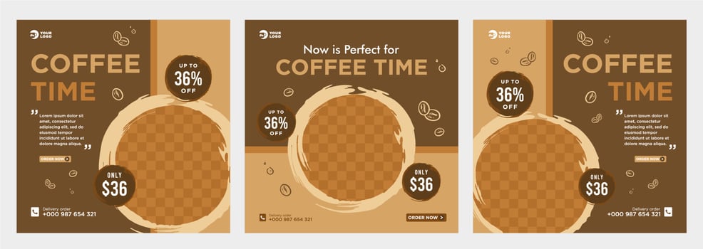 Coffee social media post template vector