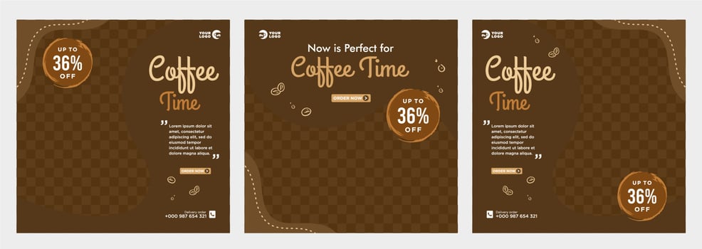 Coffee social media post template vector
