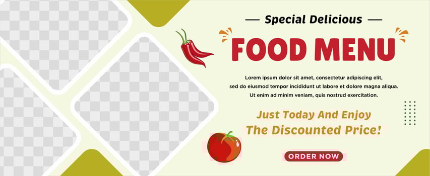 Delicious food menu and restaurant social media post template vector