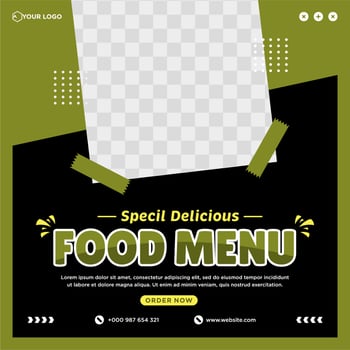Delicious food menu and restaurant social media post template vector
