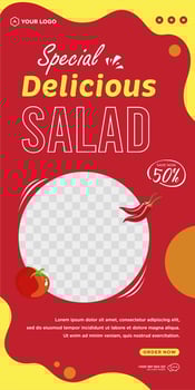 Delicious food menu and restaurant social media post template vector