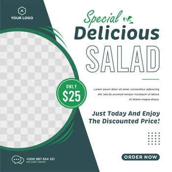 Delicious food menu and restaurant social media post template vector