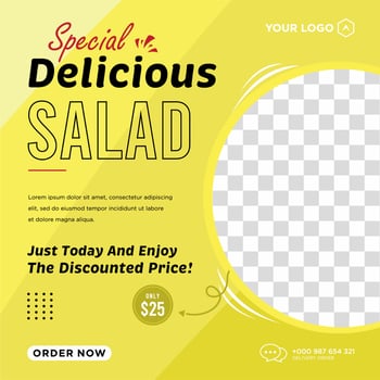Delicious food menu and restaurant social media post template vector