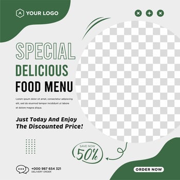 Delicious food menu and restaurant social media post template vector