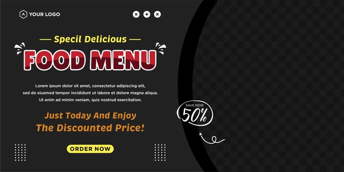 Delicious food menu and restaurant social media post template vector