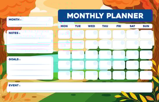 Monthly Schedule Timeline Template vector