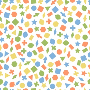 Seamless primitive geometric patterns for tissue and postcards. Trendy hipsters modern color background. Trendy geometric elements memphis card vector
