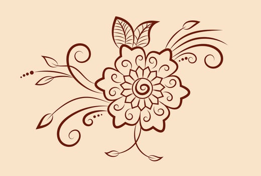 vector illustration of traditional indian henna mehndi floral ornament design
