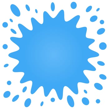 Big blue splash with lots of small splashes on a white background. Vector illustration