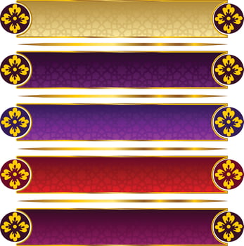 Set Of Luxury Golden Arabic Islamic Banner Title Frame Png Transparent Background Gold Text Box Vector Design Images