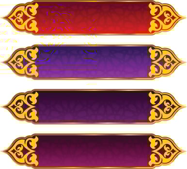 Set Of Luxury Golden Arabic Islamic Banner Title Frame Png Transparent Background Gold Text Box Vector Design Images
