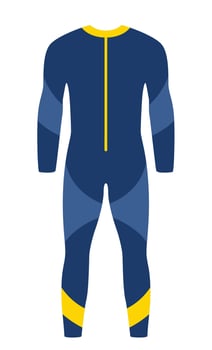 Diving wetsuit. Blue and yellow color. Diving costume. Vector illustration.