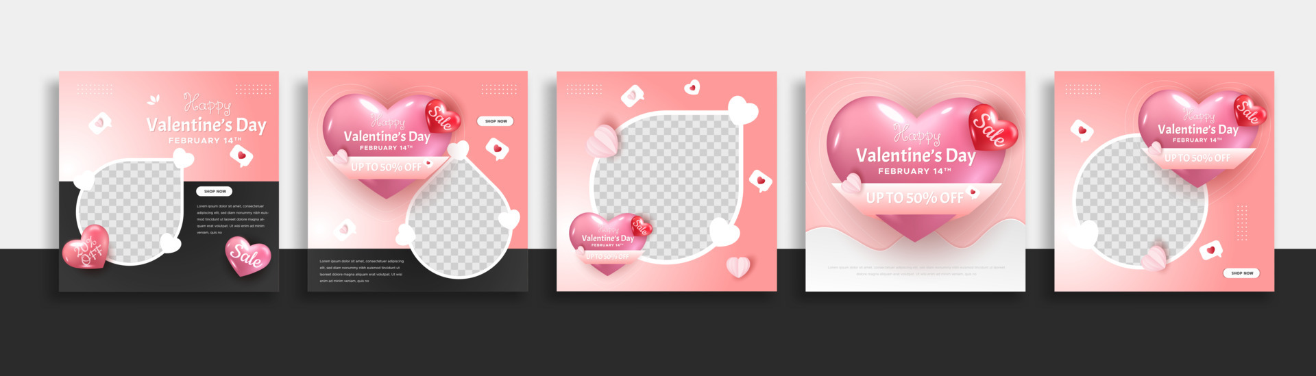 et of valentine day sale social media post template web banner for promotions your product. vector