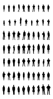 Full body human portraits silhouette collection vector