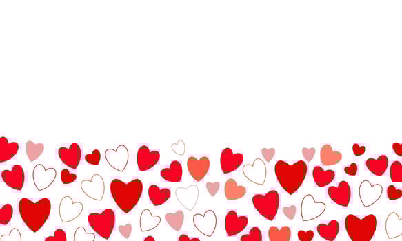 Valentine s day concept background with red and pink hearts. Vector illustration. Cute love sale banner or greeting card