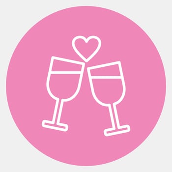 Icon romantic date. Valentine day celebration elements. Icons in pink style. Good for prints, posters, logo, party decoration, greeting card, etc. vector