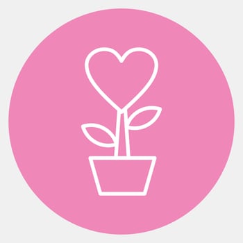 Icon heart shaped plant. Valentine day celebration elements. Icons in pink style. Good for prints, posters, logo, party decoration, greeting card, etc. vector