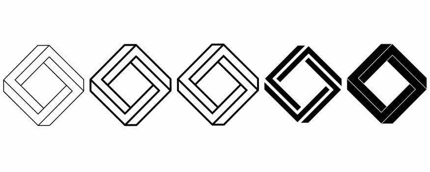 outline silhouette impossible rhombus icon set isolated on white background vector