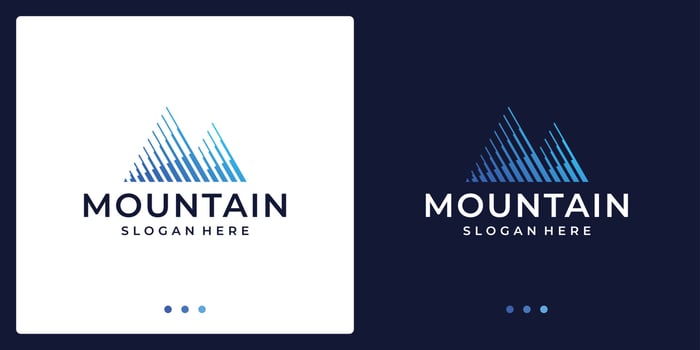 Creative mountain logo with line. symbol for modern marketing, analytic. Premium Vector