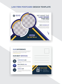 Law Firm postcard Corporate postcard template design vector