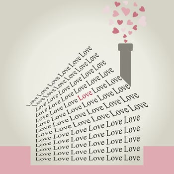 The house made of a word love. A vector illustration