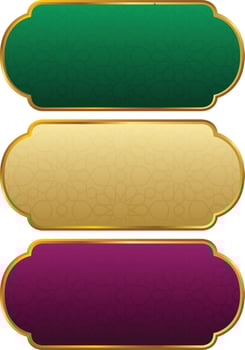 Set Of Luxury Golden Arabic Islamic Banner Title Frame Png Transparent Background Gold Text Box Vector Design Images