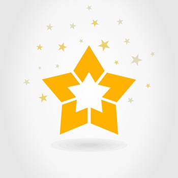 Gold star on a white background. A vector illustration